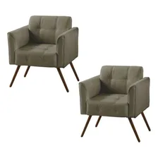 Kit 02 Poltronas Decorativa Bia Couro Fendi - Gran Belo Foto mini 1