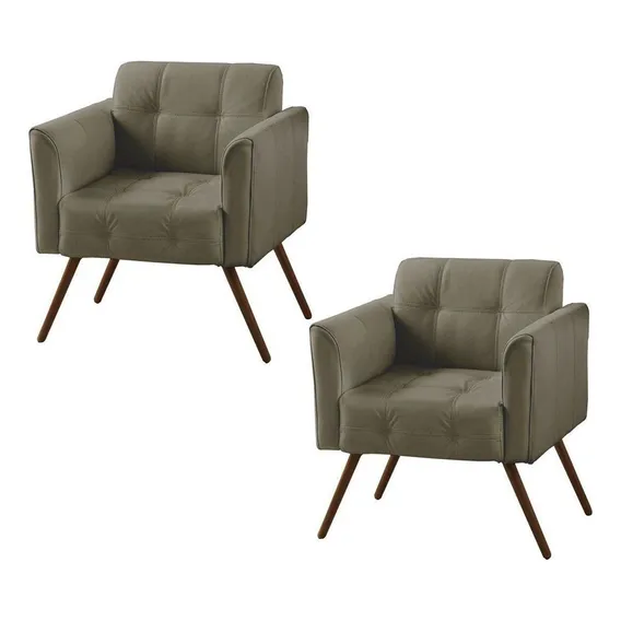 Kit 02 Poltronas Decorativa Bia Couro Fendi - Gran Belo Foto 1