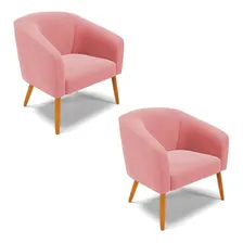 Kit 02 Poltronas Decorativa Stella Suede Rose Pés Palito Foto mini 1