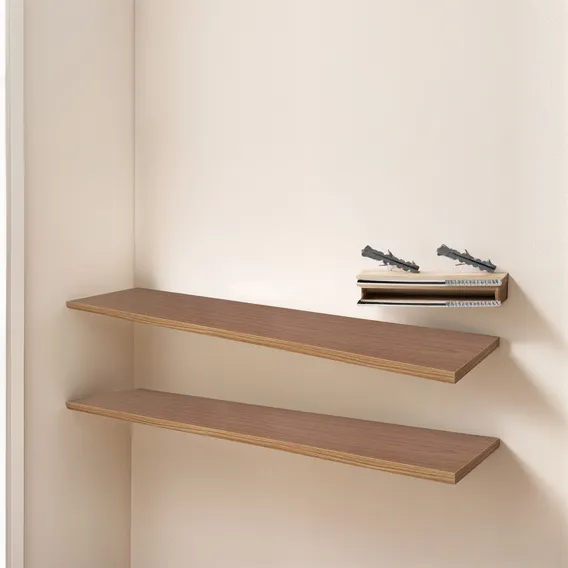 Kit 02 Prateleiras Em Mdf Madeirado 25x80cm Suporte Fixação Foto 1
