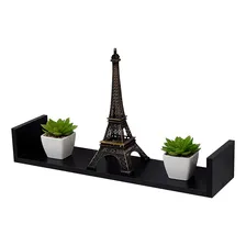 Kit 02 Prateleiras U Mdf 50cm Decoração Quarto Fotos Livros Cor Preto Foto mini  2