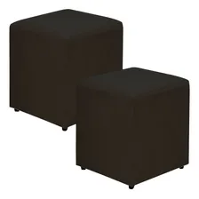 Kit 02 Puffs Quadrado Decorativo Sala De Estar Suede Preto Foto mini 1
