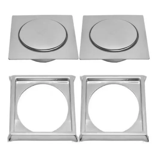 Kit 02 Ralo Click 10x10 Inteligente Com 02 Porta Grelha Inox Foto 1