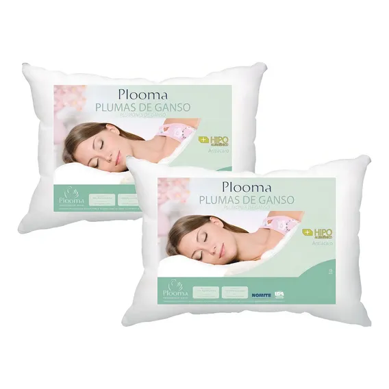 Kit 02 Travesseiros Plooma 100% Plumas Ganso 50x70cm 233fios Foto 1