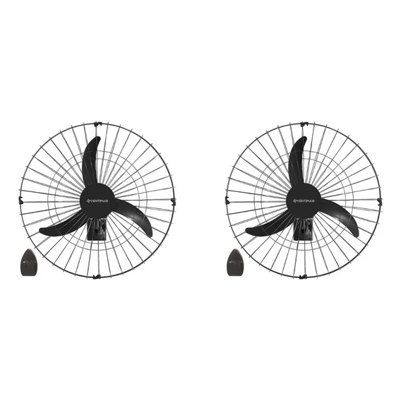 Kit 02 Ventiladores Parede 60cm Preto Light 127v Ventimais Foto 1