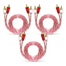 Kit 03 Cabos Rca Automotivo Blindado Stetsom 1 Metro Bronze Foto mini 1