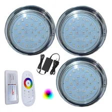 Kit 03 Luminaria Piscina Hiper Led 15w Rgb Inox 316 Rosca Foto  mini 1