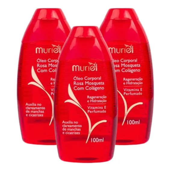 Kit 03 Óleos Corporal Rosa Mosqueta 100ml Muriel Foto 1