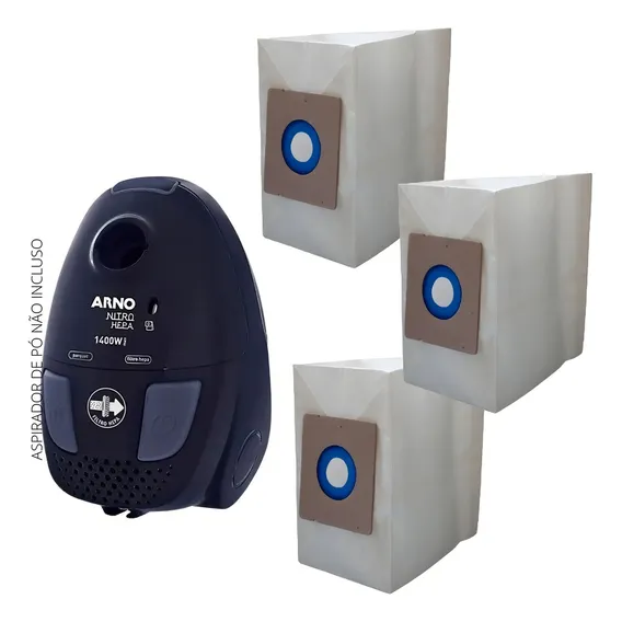 Kit 03 Saco Aspirador De Pó Arno Descartável Nitro Nit2 1400 Foto 1