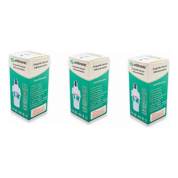 Kit 03 Sensor De Presença Lâmpada Soquete E27 Bocal Fotocelula Orbitronic Orb7790 Foto 1