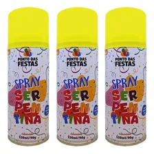 Kit 03 Serpentina Em Spray Ponto Das Festas Lata 150ml 90g Cor Amarelo Foto mini 1