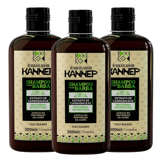 Kit 03 Shampoo Para Barba Kannep 200ml Foto 1