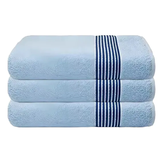 Kit 03 Toalha De Rosto Camesa Duo 100% Algodão 340gr Macia Cor Azul-claro Lisa Foto 1