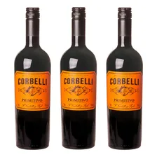Kit 03 Unidades Vinho Corbelli Primitivo Igt 750ml Foto  mini 1