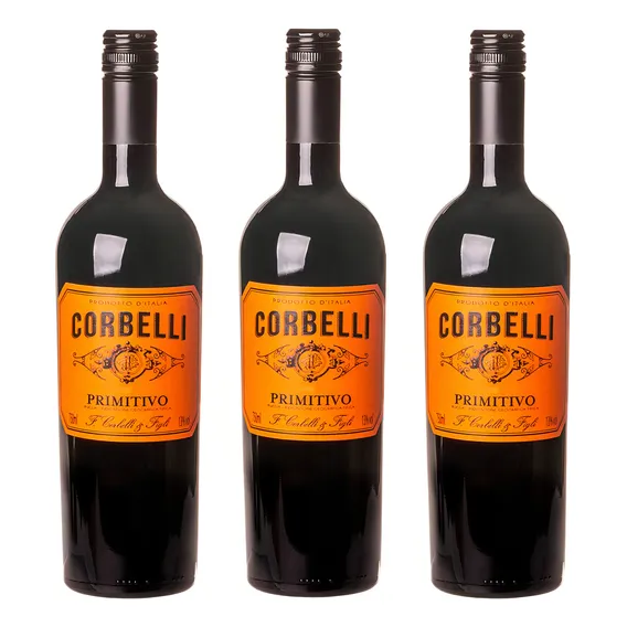 Kit 03 Unidades Vinho Corbelli Primitivo Igt 750ml Foto 1