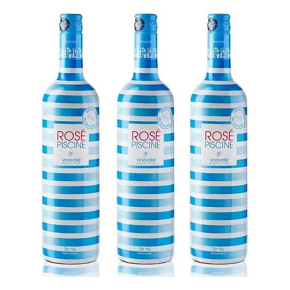 Kit 03 Unidades Vinho Rosé Piscine Stripes Suave 750ml Foto 1