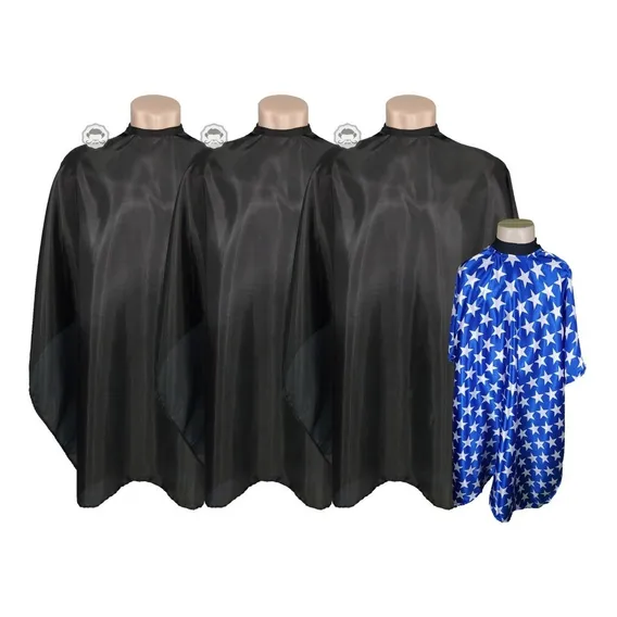 Kit 04 Capas De Corte | 03 Adulto Nylon + 01 Infantil Cetim 2 Pretas + Estrela Azul Foto 1