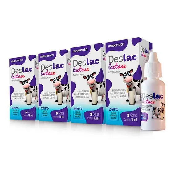 Kit 04 Deslac Lactase Gotas 15ml Maxinutri Foto 1