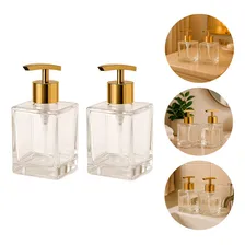 Kit 04 Frascos Vidro Cubo 250  Válvula Cromada Sabonete Cor Valvula Dourada Foto mini 4