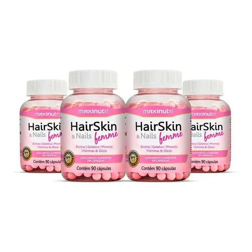 Kit 04 Hairskin Femme Com 90 Capsulas Maxinutri Foto 1
