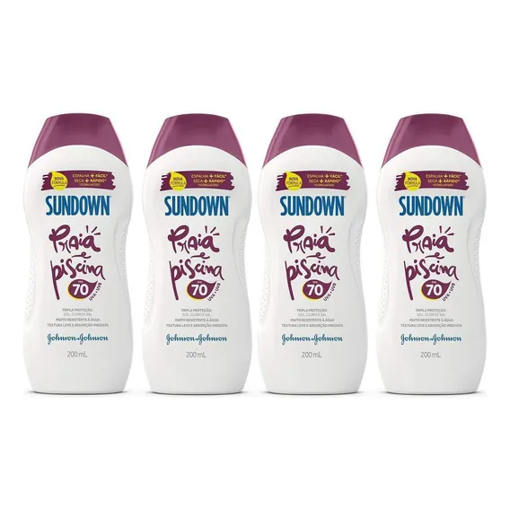 Kit 04 Protetor Solar Sundown Praia Piscina Fps70 200ml Foto 1