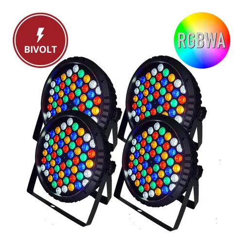 Kit 04 Refletores Par Led Pro 60 Leds 3w Rgbwa Bx433 Briwax Foto 1