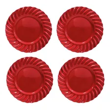 Kit 04 Sousplat Redondo Waves Vermelho Polipropileno 33 Cm Foto  mini 1