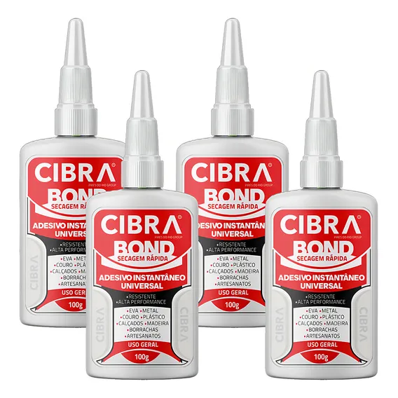 Kit 04 Super Adesivo Instantâneo 100g Cibra Bond Universal Foto 1