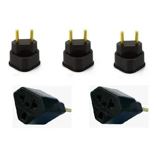 Kit 05 Adaptador De Tomada Novo/antigo Universal Preto 110V/220V Foto 1