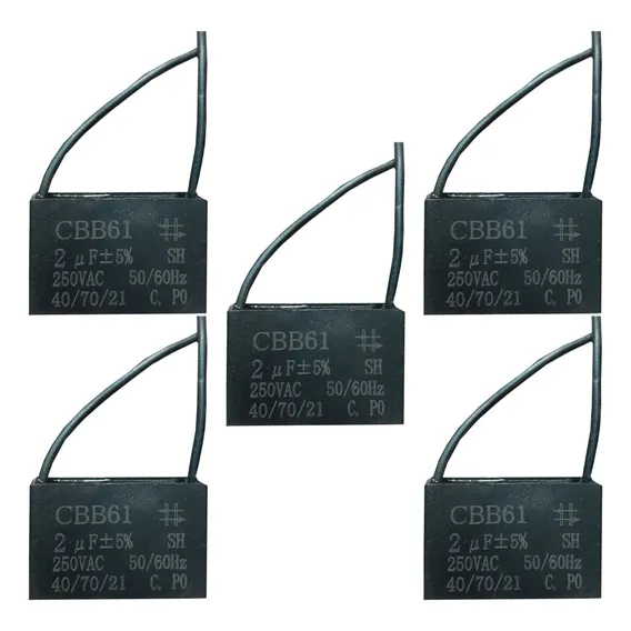 Kit 05 Capacitor Polipropileno 2x250v - Quadrado Cbb61 Foto 1