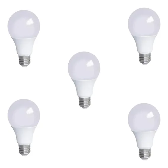 Kit 05 Lâmpada Bulbo Led 12w E27 A60 Bivolt 6500k Luz Branca Luz Branco-frio 110v/220v Foto 1