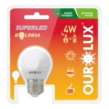 Kit 05 Lâmpada Ourolux Bolinha Led G45 4w Bivolt E27 Cores Branco Frio Foto mini  2