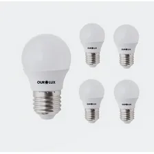 Kit 05 Lâmpada Ourolux Bolinha Led G45 4w Bivolt E27 Cores Branco Frio Foto  mini 1
