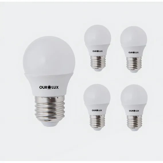 Kit 05 Lâmpada Ourolux Bolinha Led G45 4w Bivolt E27 Cores Branco Frio Foto 1