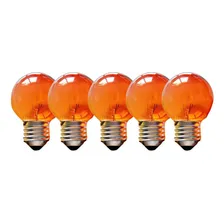 Kit 05 Lampadas Bolinha 15w X 220v - E 27 Bulbo Laranja Foto  mini 1