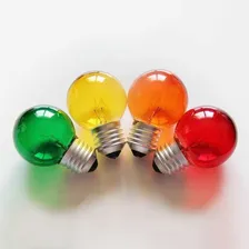 Kit 05 Lampadas Bolinha 15w X 220v - E 27 Bulbo Laranja Foto mini  3
