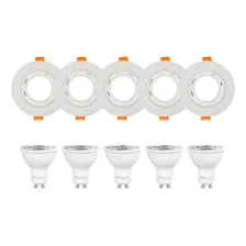 Kit 05 Spots Mr16 + 05 Lâmpada Dimerizável Led 7w 3000k 127v Foto mini 1