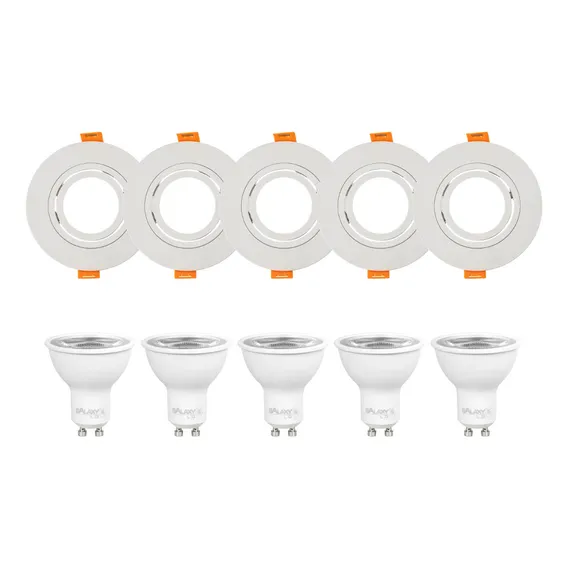 Kit 05 Spots Mr16 + 05 Lâmpada Dimerizável Led 7w 3000k 127v Foto 1