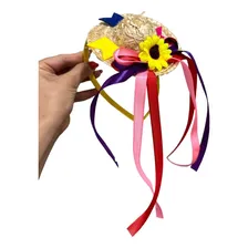 Kit 05 Tiara Caipira Mini Chapeuzinho Palha Girassol Junino Cor Sortidas Foto mini 2