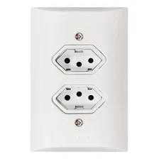 Kit 05 Tomada Dupla Com Placa Branco 2p+t 20a Inmetro Bivolt Foto mini 4