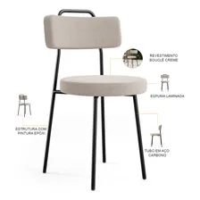 Kit 06 Cadeiras Estofada Sala Jantar Barcelona Bouclê Creme Foto mini 4