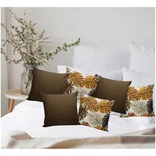 Kit 06 Capas De Almofadas Decorativa 45x45 Sofá Coloridas Cor Marrom-escuro Folhagem Foto mini  3