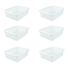 Kit 06 Cesto Organizador Multiuso Branco 20x15,5x6,5 Médio Foto  mini 1