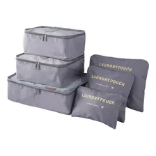 Kit 06 Pcs Organizador - Mala Viagem Bolsa Necessaire Gaveta Cor Cinza Foto mini 1