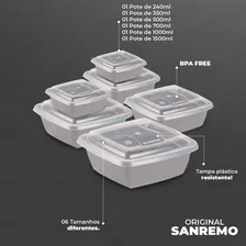 Kit 06 Potes De Plastico Tamanhos Diferentes Com Tampa Foto mini 4