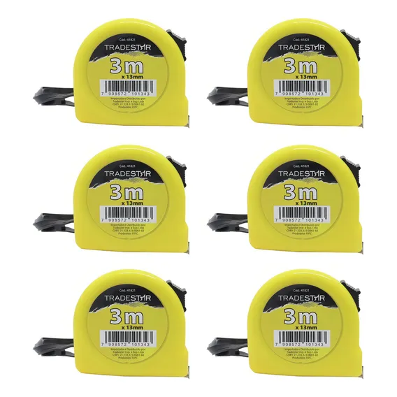 Kit 06 Trena Aço Metal 3m Bolso Básica Fita Com Trava Foto 1