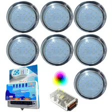 Kit 07 Luminaria Piscina Hiper Led 15w Inox 316 Rosca Rgb Foto mini 1