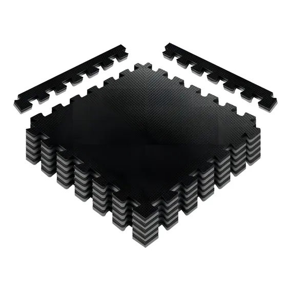 Kit 08 Tapetes Tatame 1x1 30mm Bicolor-preto/cinza Foto 1