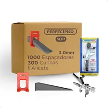 Kit 1 Alicate Tracionador de Cunhas + 1000 Clips Nivelador Espaçador Slim 3mm + 300 Cunhas Perfect Piso - Ferramenta Nivela Porcelanato Azulejo E Cerâmica - Revestimento Para Piso E Parede Foto mini 1