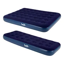 Kit 1 Colchão Inflável Casal E Solteiro Flocked Comfort Vg+ Cor Azul Foto  mini 1